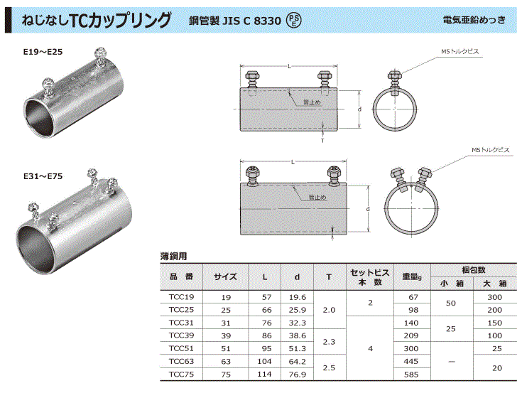 ねじなしTCカップリング