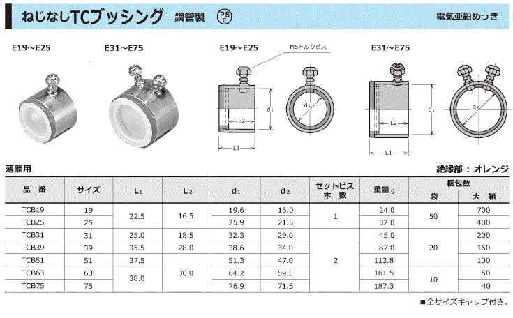 ねじなし ブッシング